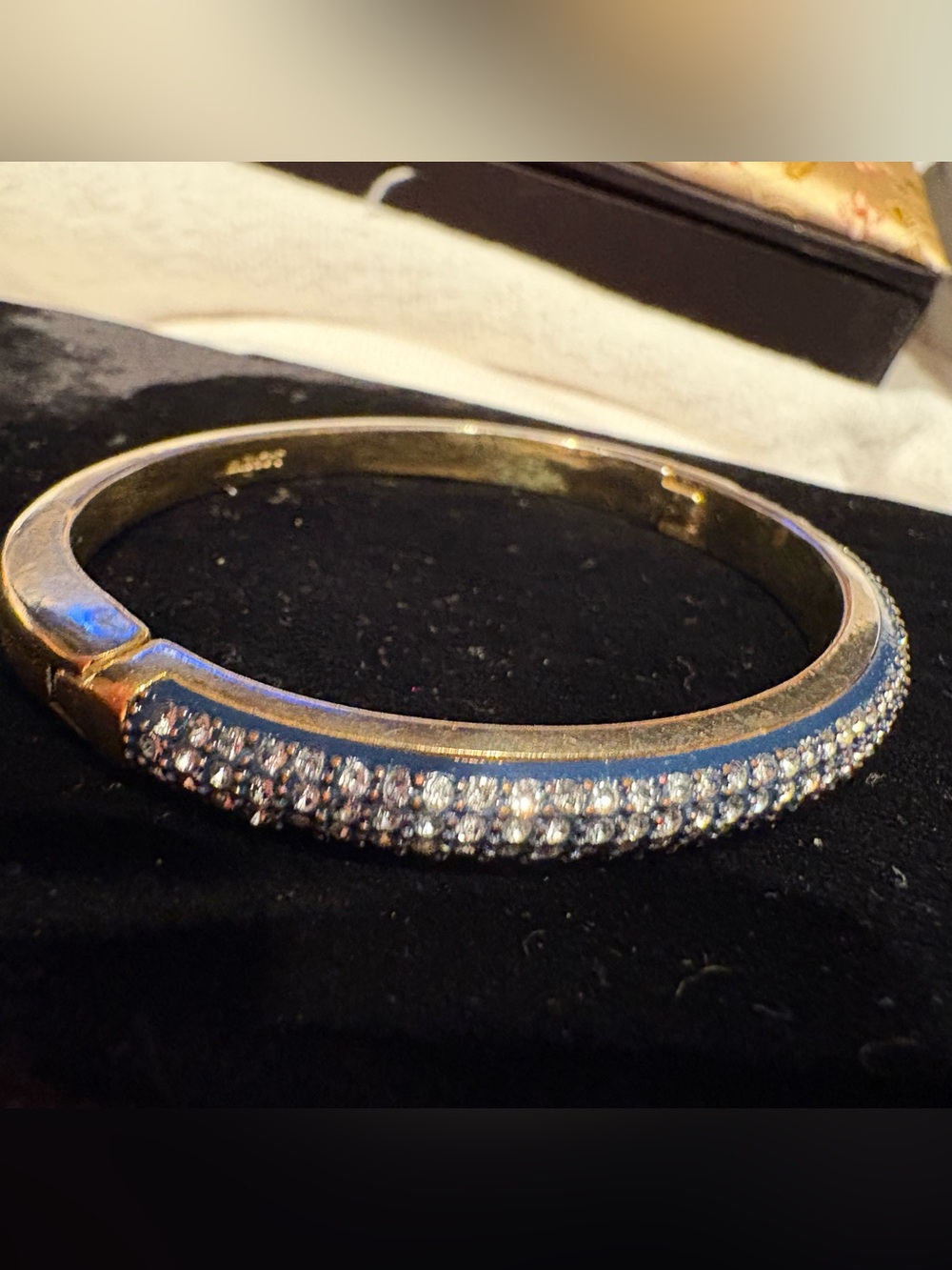 J. Crew Gold Crystal Pavé Blue Bangle Bracelet
